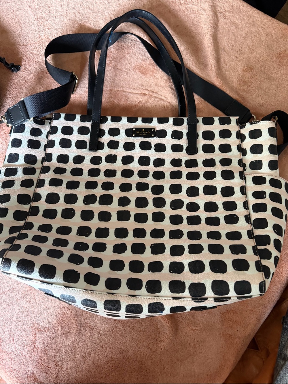 kate spade Black & White Grid Dot Tote